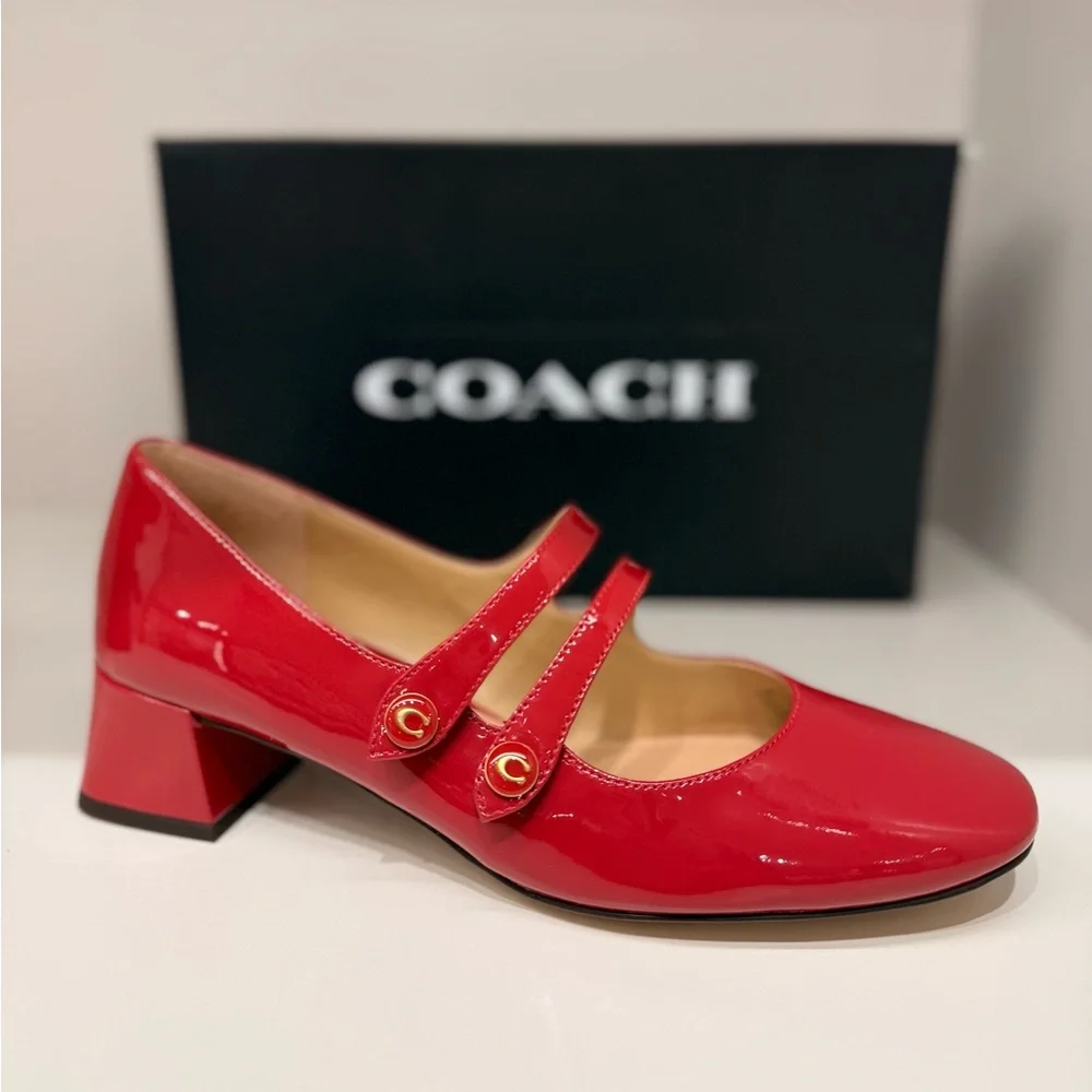 Coach Red Patent Leather Mary Jane Heels